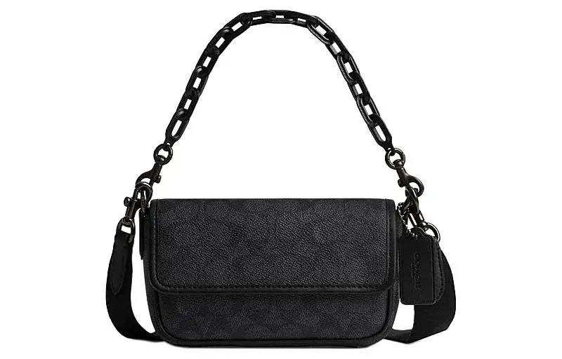 COACH Charter Coated Canvas Handbag, Shoulder Bag, Crossbody Bag Small Unisex Charcoal Black
