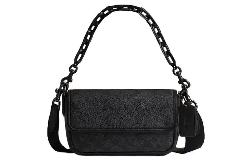 COACH Charter Coated Canvas Handbag, Shoulder Bag, Crossbody Bag Small Unisex Charcoal Black