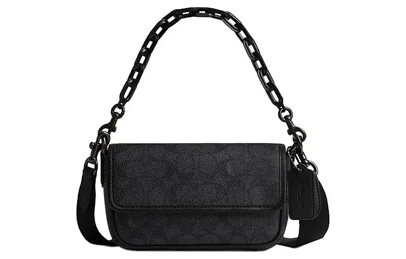 COACH Charter Coated Canvas Handbag, Shoulder Bag, Crossbody Bag Small Unisex Charcoal Black
