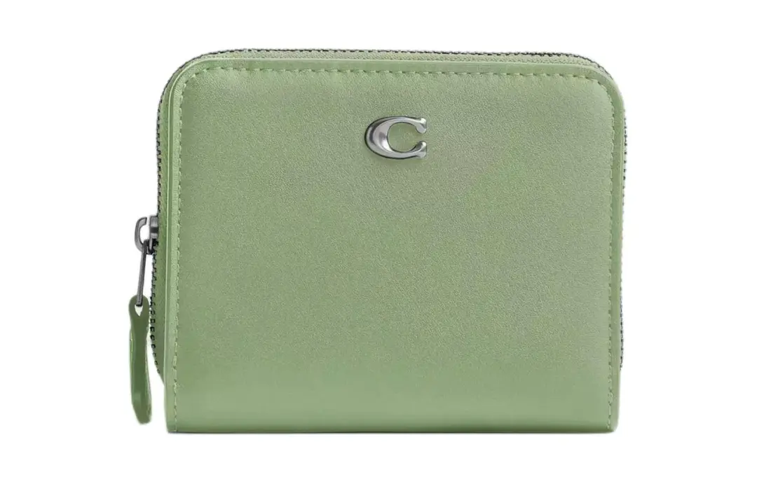 COACH Billfold Wallet Refined Calfskin Wallet Regular Women's Silver & Light Pistachio