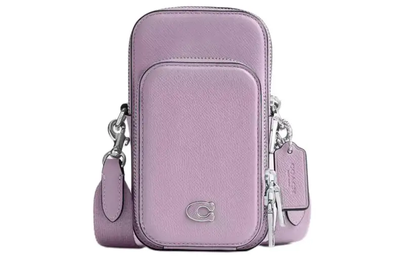 COACH Cross Grain Cow Leather With Coated Canvas Crossbody Bags Small Men's Purple