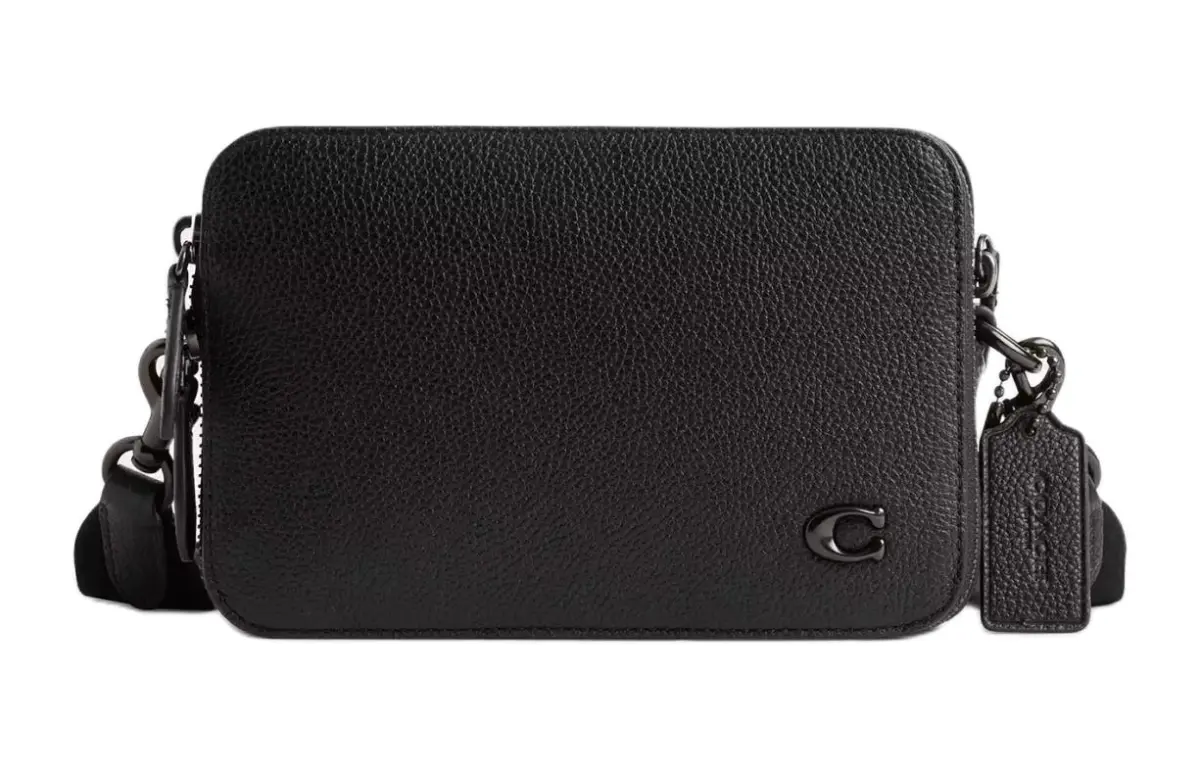 COACH Charter Leather Shoulder Bag, Crossbody Bag Small Men's Black