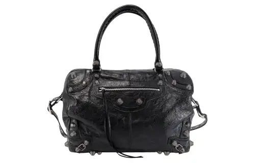 Balenciaga Leather Handbag Travel Bag Unisex Black
