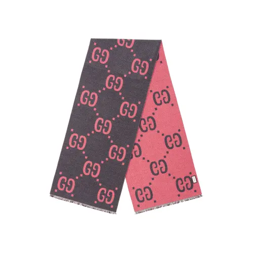 GUCCI Pre Fall Collection Silk Knit Scarves Women's Light Gray/Pink