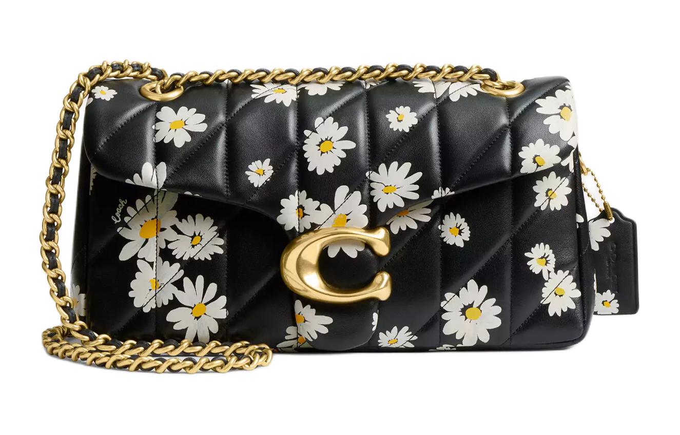 COACH Tabby Nappa Leather Crossbody Bag, Shoulder Bag Medium Women's Brass & Black & Multicolor