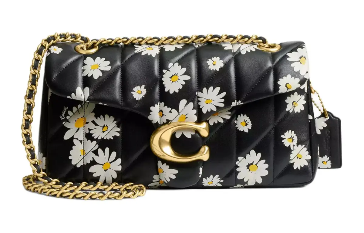 COACH Tabby Nappa Leather Crossbody Bag, Shoulder Bag Medium Women's Brass & Black & Multicolor