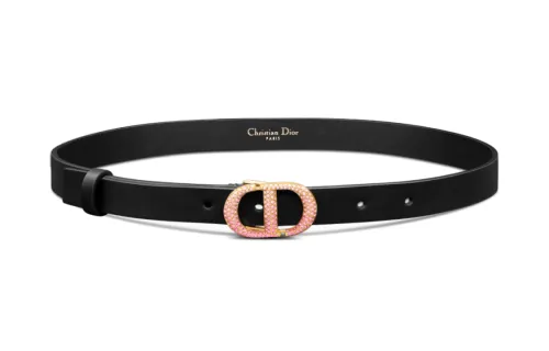 DIOR Cow Leather Belts Women's Black Width 2CM