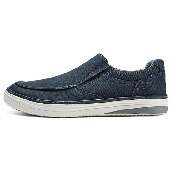 Skechers Non slip Lightweight Low Top Canvas Shoes Men's Navy