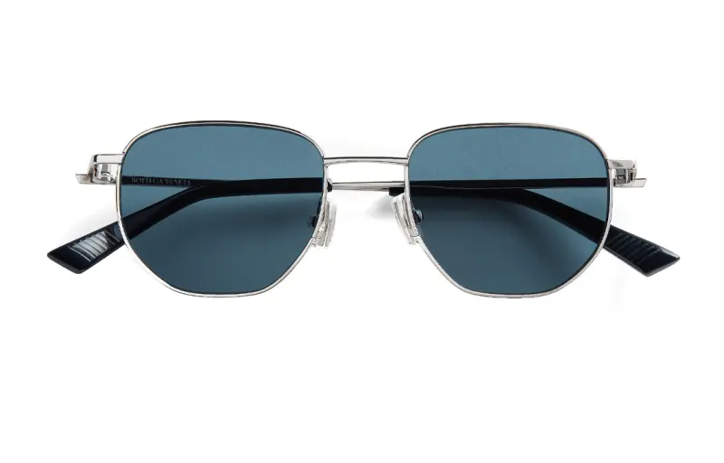 Bottega Veneta Metal Recycled Acetate Irregular Shape Sunglasses Women's Silver