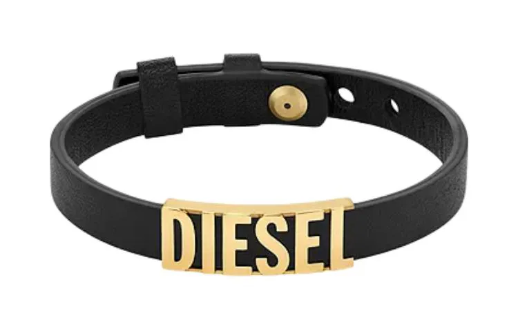 DIESEL Leather Wristband, Hand Jewelry Men's Black