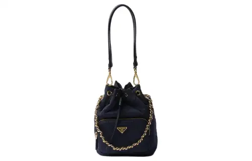 PRADA Re Nylon Fabric Bucket Bag, Crossbody Handbag, Shoulder Bag Women's Blue