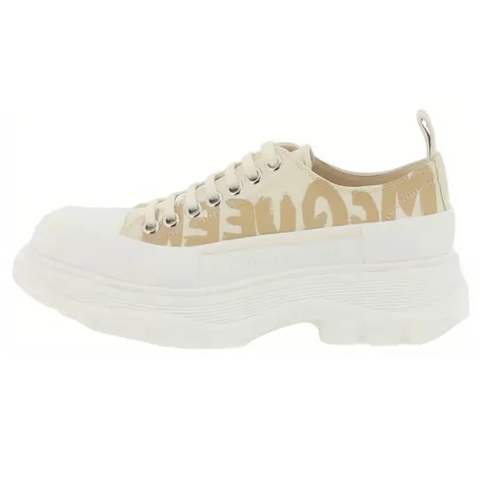 Alexander McQueen Tread Slick Low Lace Up Beige Women's