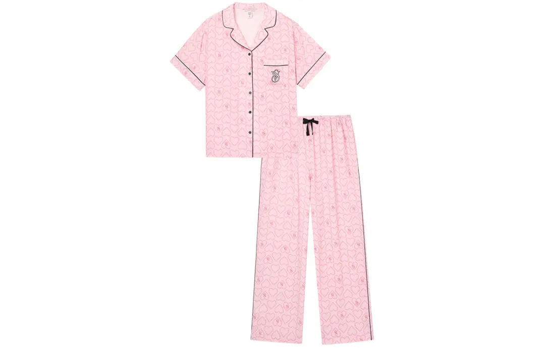 Victoria's Secret Pajama Set Women's Pink Heart Print