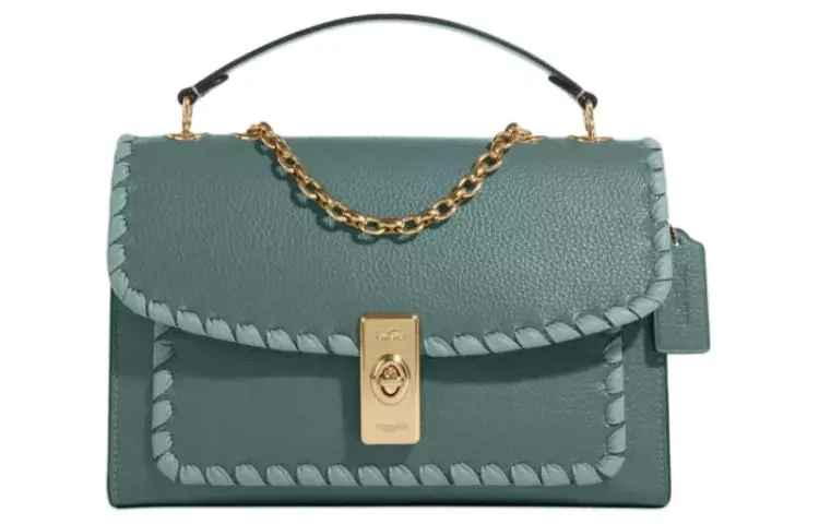 COACH Refined Pebble Leather Crossbody One Shoulder Handbag Medium Women's Ink Wash Green