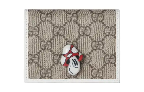 GUCCI Canvas Wallet Women's Beige & Ebony