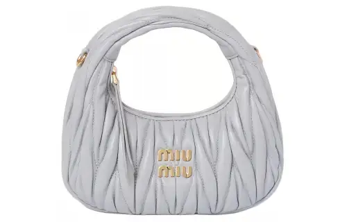 MIU MIU Wander Leather Hobo Bag, Shoulder Bag, Crossbody Bag, Handbag Mini Women's Cornflower Color