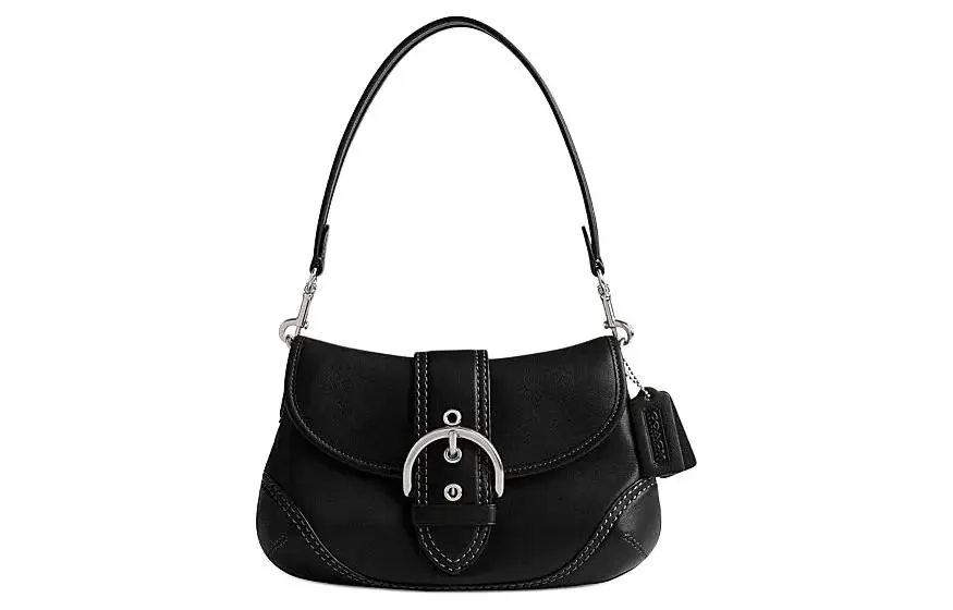 COACH Soho Cow Leather One Shoulder Handbag Medium Women's Black