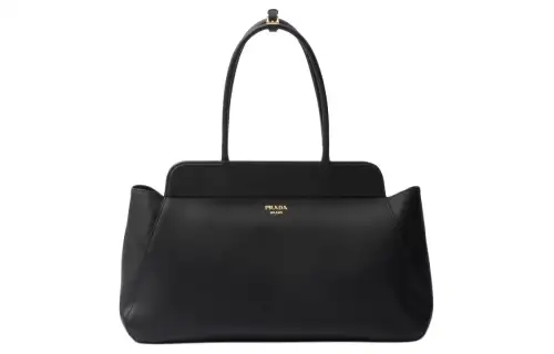 PRADA Leather Tote Bag, Shopping Bag, Handbag Large Women's Black