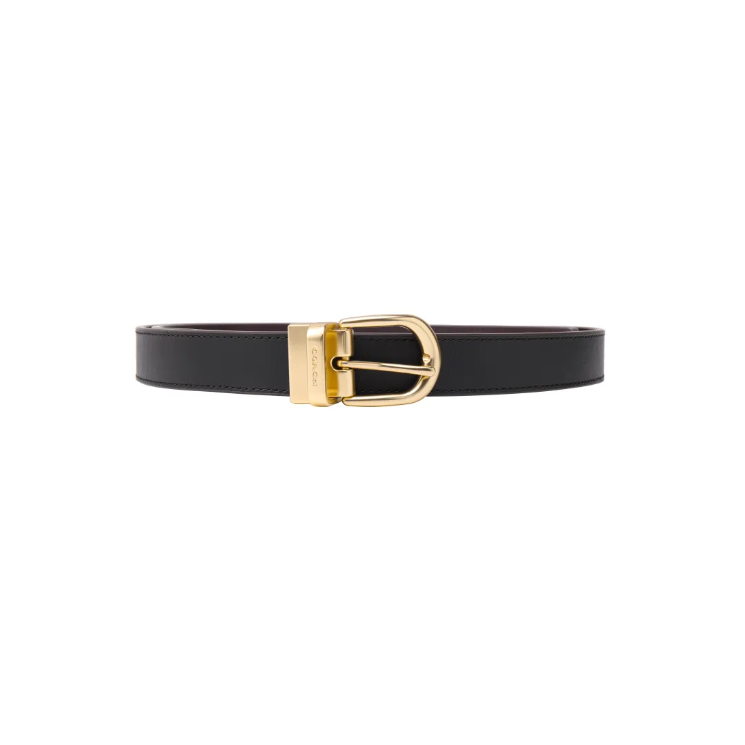 COACH Cow Leather Belts Women's Black Width 2.5cm