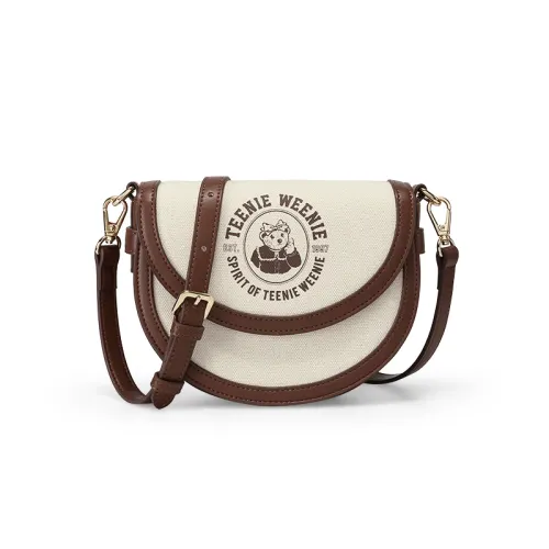 Teenie Weenie Canvas Saddle Bag, Shoulder Bag Regular Women's Ecru/Warm Brown