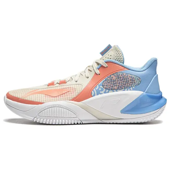 LINING Storm 8 Basketball Shoes Men Low-Top White Orange Blue