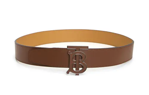 Burberry Cow Leather Belts Men's Brown Width 4CM