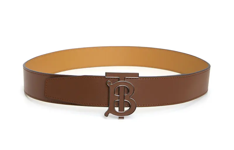 Burberry Cow Leather Belts Men's Brown Width 4CM