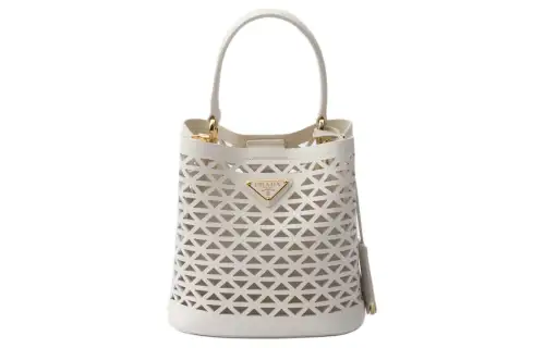 PRADA Panier Leather Shoulder Bag, Crossbody Bag, Handbag Mini Women's White