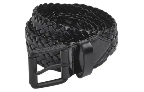 Bottega Veneta Calfskin Leather Belts Men's Black Width 3cm