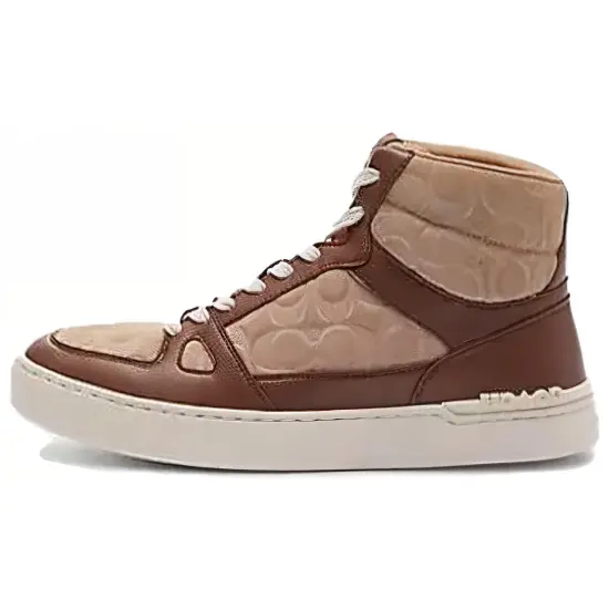 COACH Skateboard Shoes Men High-Top Brown