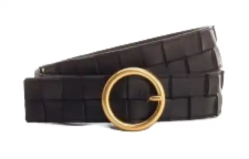 Bottega Veneta Solid Color Design, Pin Buckle Leather Belts Women's Black