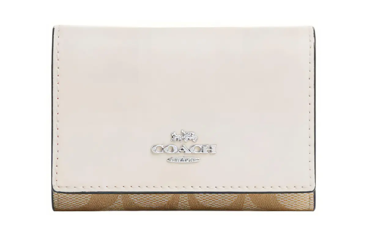 COACH Micro Coated Canvas With Smooth Leather Wallet Regular Women's White