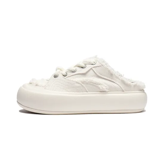 LiNing Puff Mule Cushioning Wear Resistant Low Top Skateboard Shoes Women's Ecru