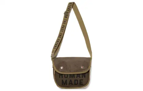 HUMAN MADE Cotton Crossbody Bag, Shoulder Bag Unisex Olive Umber