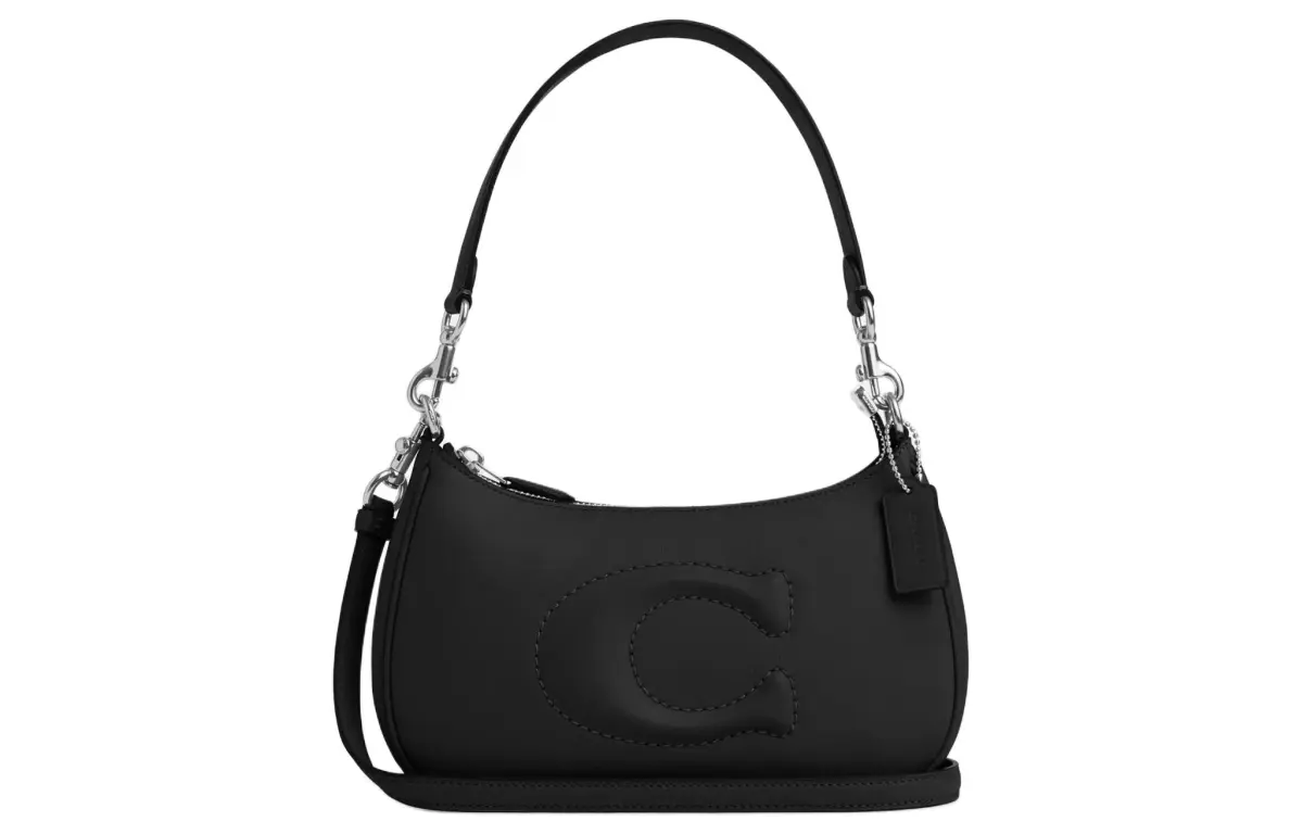 COACH Teri Smooth Leather Portable Crossbody Bag, Shoulder Bag Medium Women's Silver & Black
