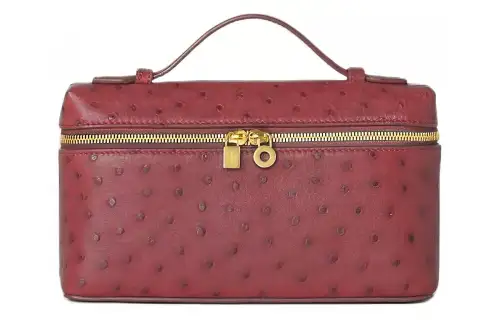 Loro Piana ExtraPocket Ostrich Leather Portable One Shoulder Crossbody Clutch Regular Women's Burgundy Red