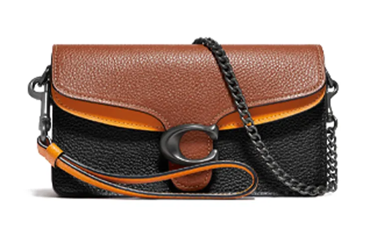 COACH Tabby Cow Leather Crossbody Shoulder Bags Small Women's Caramel & Black