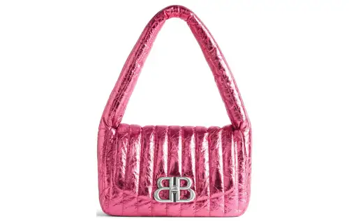 Balenciaga Metallic Embossed Calfskin Handbag, Shoulder Bag Women's Pink