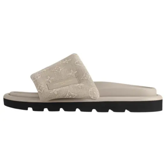 LOUIS VUITTON Slide Slippers Women's Beige