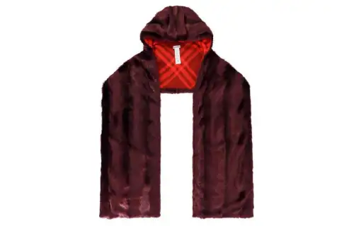 Burberry Faux Fur Hooded Wraparound Scarf