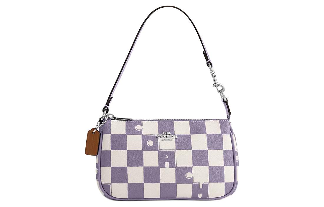 Женская сумка COACH Nolita 19 (фиолетово-белая)