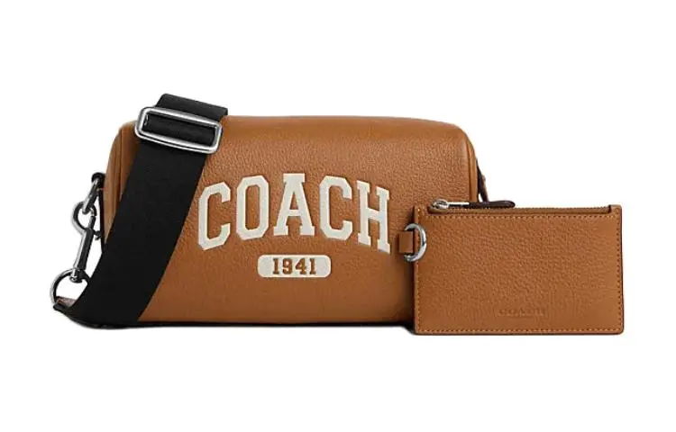 COACH Cow Leather Crossbody Bags Small Women's Light Brown