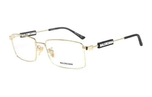 Balenciaga Metal Plastic Rectangular Eyeglass Frames Unisex Gold