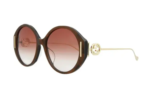GUCCI Round Sunglasses Unisex Gold