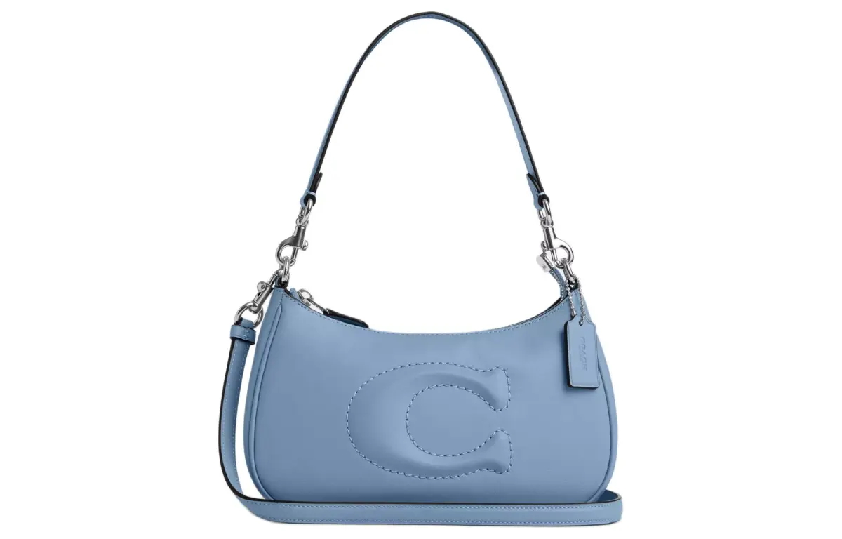 COACH Teri Leather Portable Crossbody Bag, Shoulder Bag Medium Women's Blue