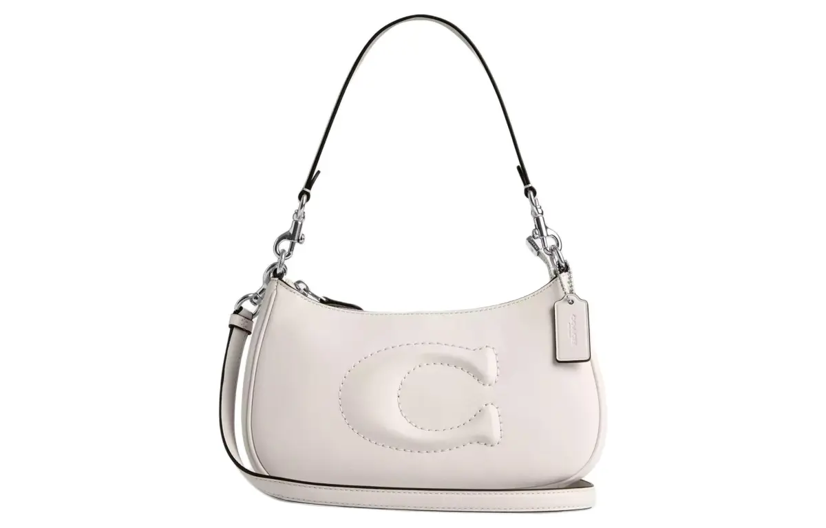 COACH Teri Smooth Leather Crossbody Bag, Shoulder Bag Medium Women's Silver & Chalk