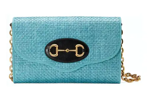 GUCCI Leather Crossbody Bag, Shoulder Bag Women's Light Blue