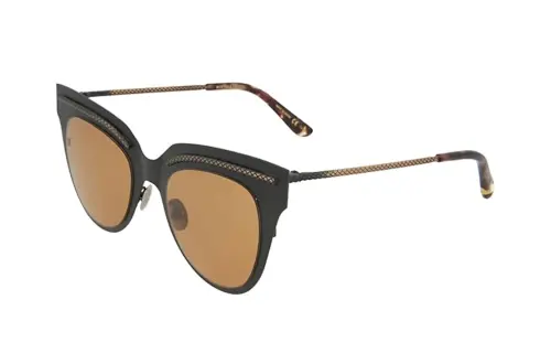 Bottega Veneta Metal Irregular Shape Sunglasses Women's Brown