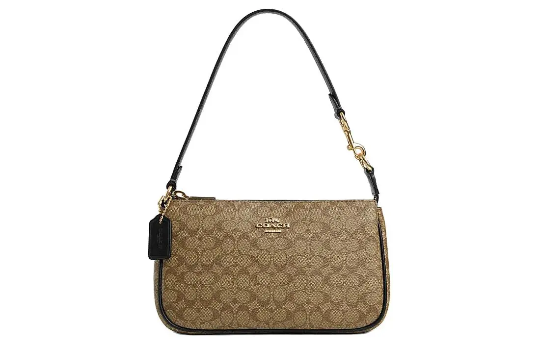COACH Nolita Artificial Leather Handbag, Shoulder Bag Small Women's Khaki & Black