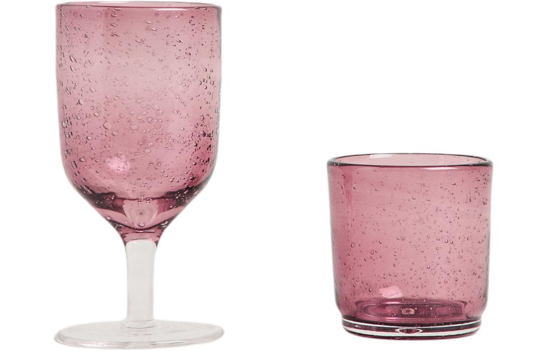 Zara, design cocktail wineglass, glass, purple set